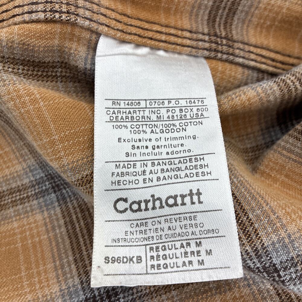 Vintage Carhartt Shirt Jacket Men Medium Brown Duck Canvas Flannel Lined S96DKB - Picture 10 of 15